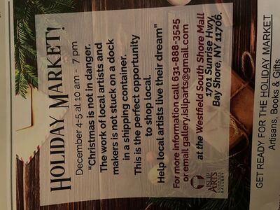Holiday Market in the Islip Arts Gallery in the Westfield South Shore Mall
