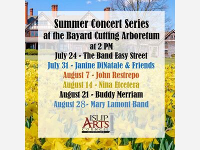 Summer Concerts at Bayard Cutting Arboretum in Great River Each Sunday from July 24 to August 28 at 2:00pm